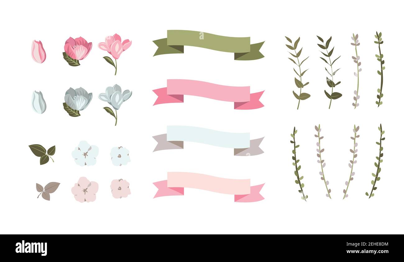 Vector Set aus zarten floralen Elementen Stock Vektor