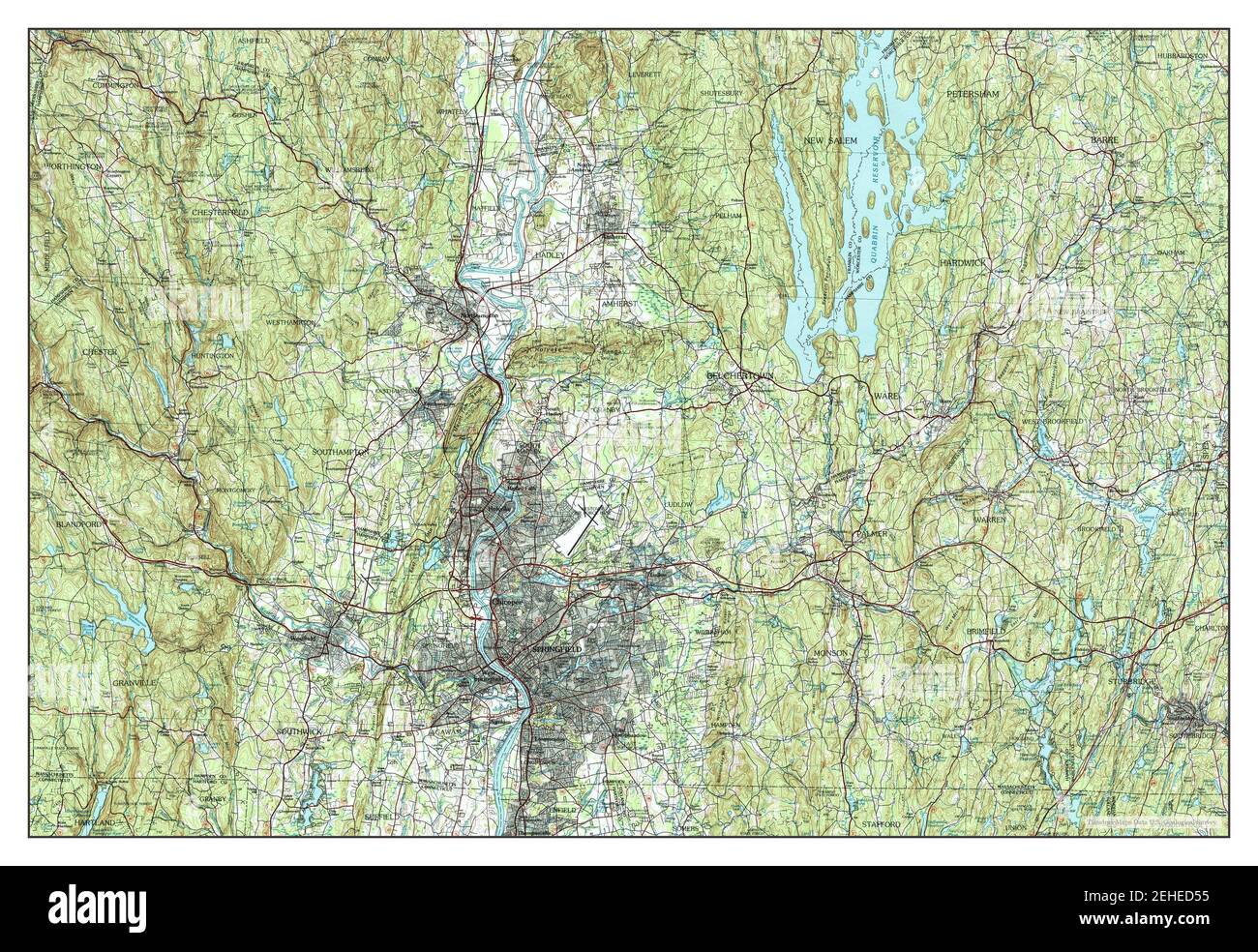 Holyoke, Massachusetts, Karte 1985, 1:100000, Vereinigte Staaten von Amerika von Timeless Maps, Daten U.S. Geological Survey Stockfoto