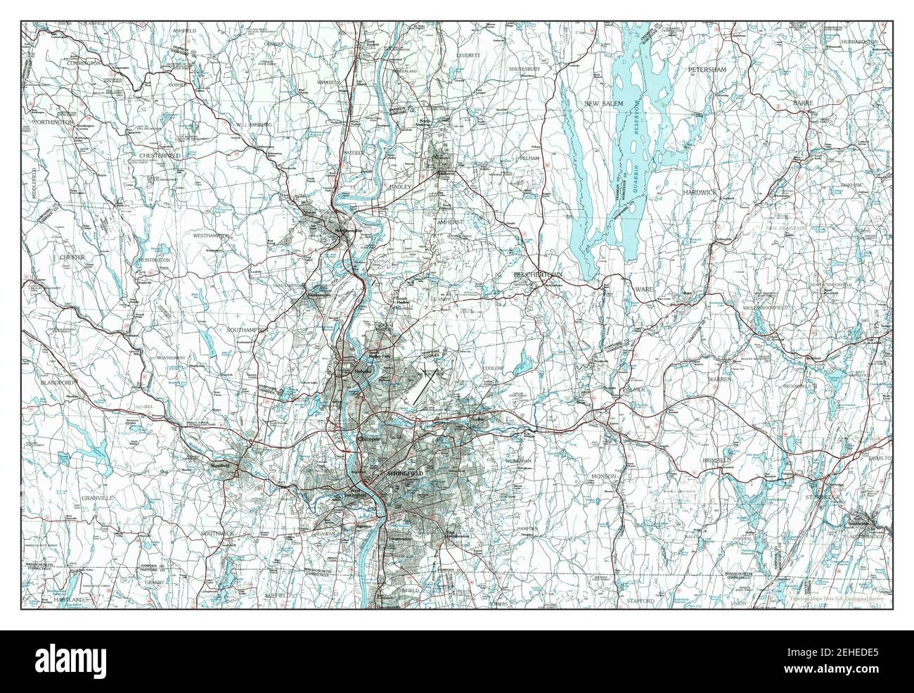 Holyoke, Massachusetts, Karte 1985, 1:100000, Vereinigte Staaten von Amerika von Timeless Maps, Daten U.S. Geological Survey Stockfoto