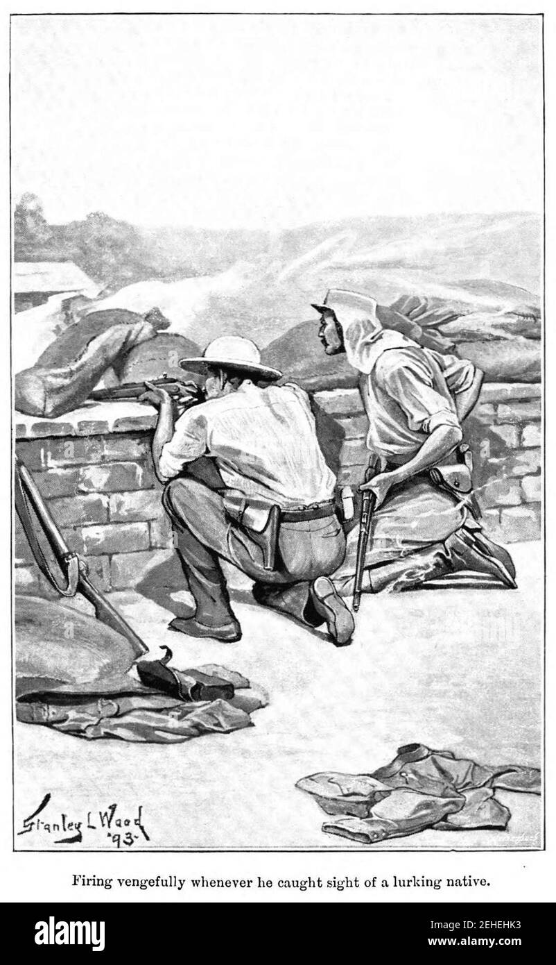 Seite 182 von Rujub der Juggler von GA Henty - Illustration von Stanley L Wood. Stockfoto