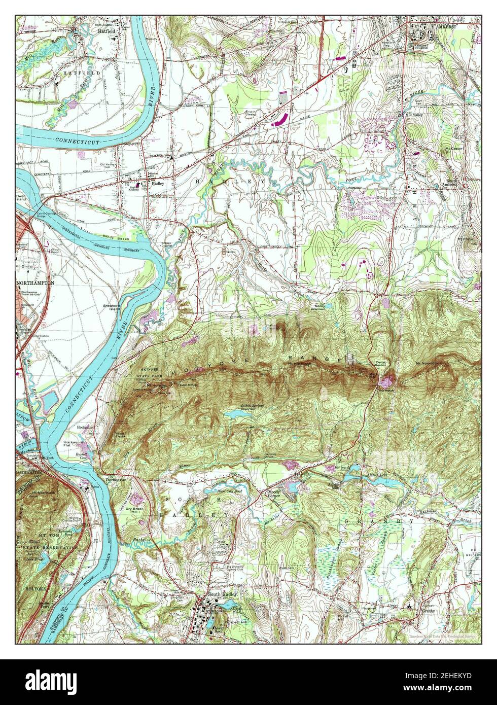 Mt Holyoke, Massachusetts, Karte 1964, 1:25000, Vereinigte Staaten von Amerika von Timeless Maps, Daten U.S. Geological Survey Stockfoto