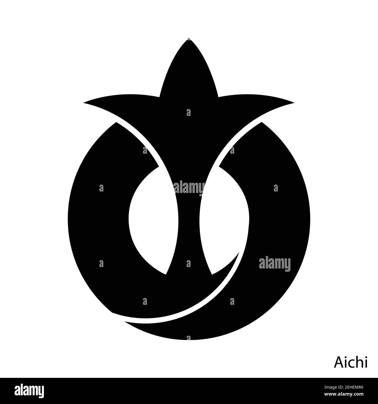 Das Wappen von Aichi ist eine japanische Präfektur. Vector Wappentier Emblem Stock Vektor