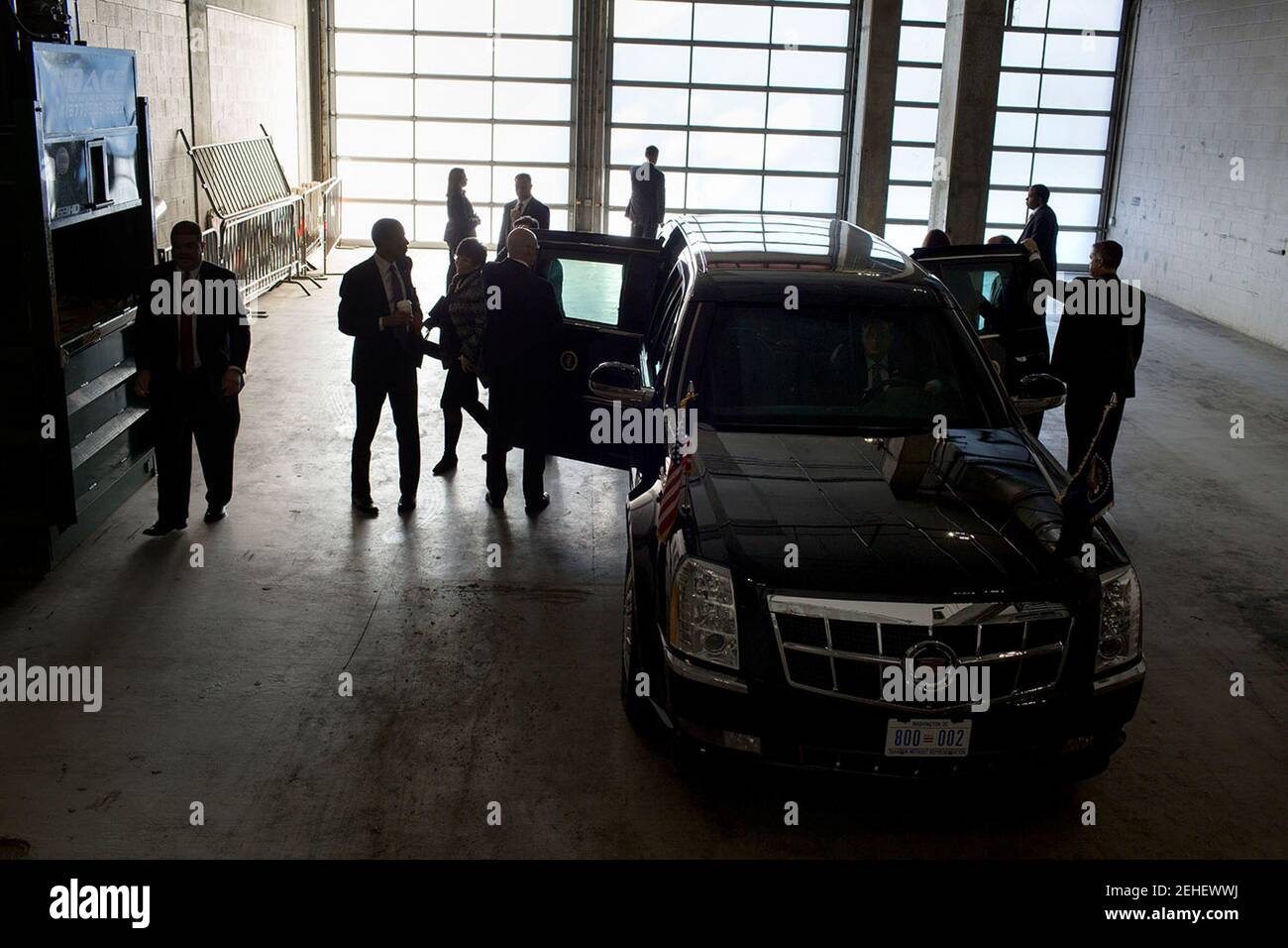 Präsident Barack Obama kommt per Autokorso für den Senat demokratischen Retreat in Baltimore, Maryland, 15. Januar 2015. Stockfoto