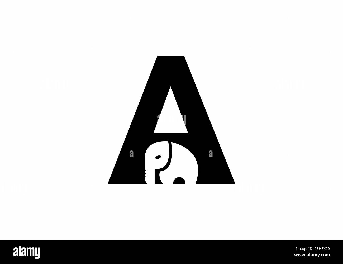 Schwarzer Buchstabe A mit Elefantenform Stock Vektor