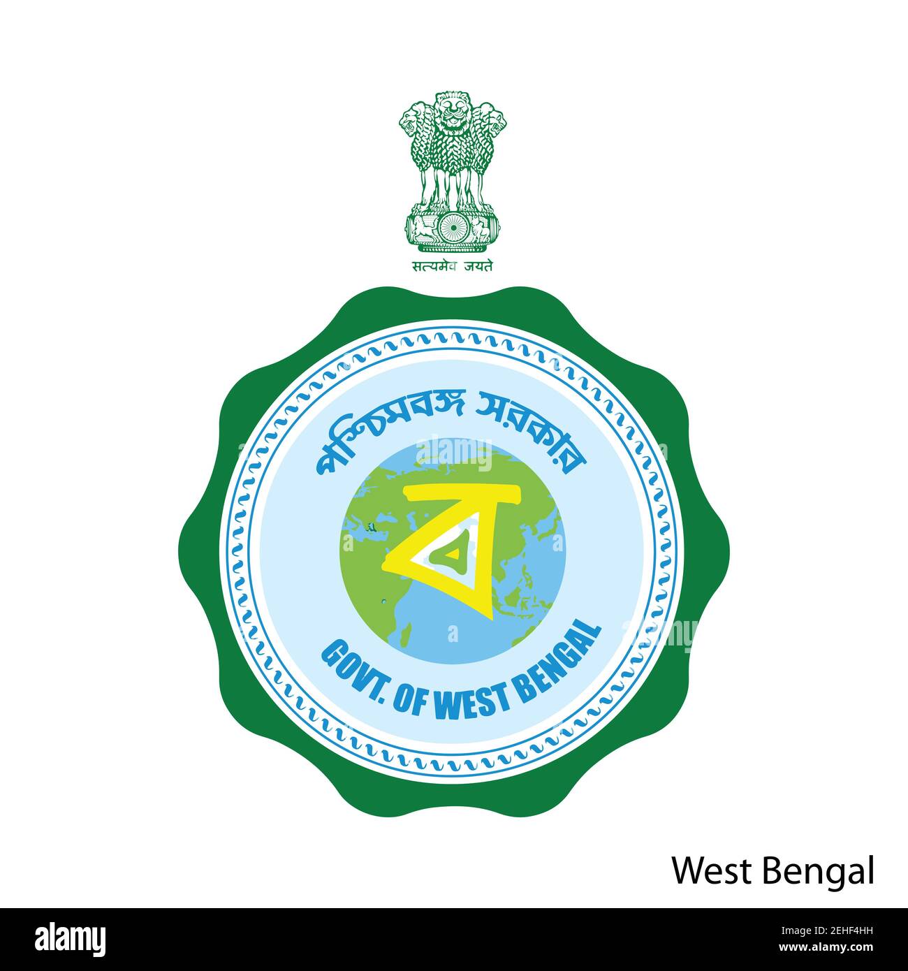 Wappen von Westbengalen ist eine indische Region. Vector Wappentier Emblem Stock Vektor