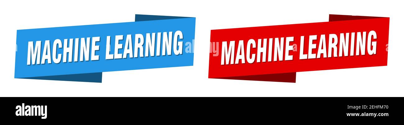 Machine Learning Band Label-Zeichensatz. Machine Learning Banner Stock Vektor