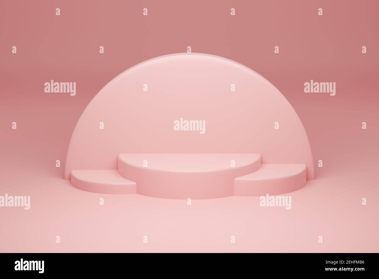 Podium auf rosa Hintergrund. Abstraktes geometrisches Design. 3D Abbildung. Stockfoto