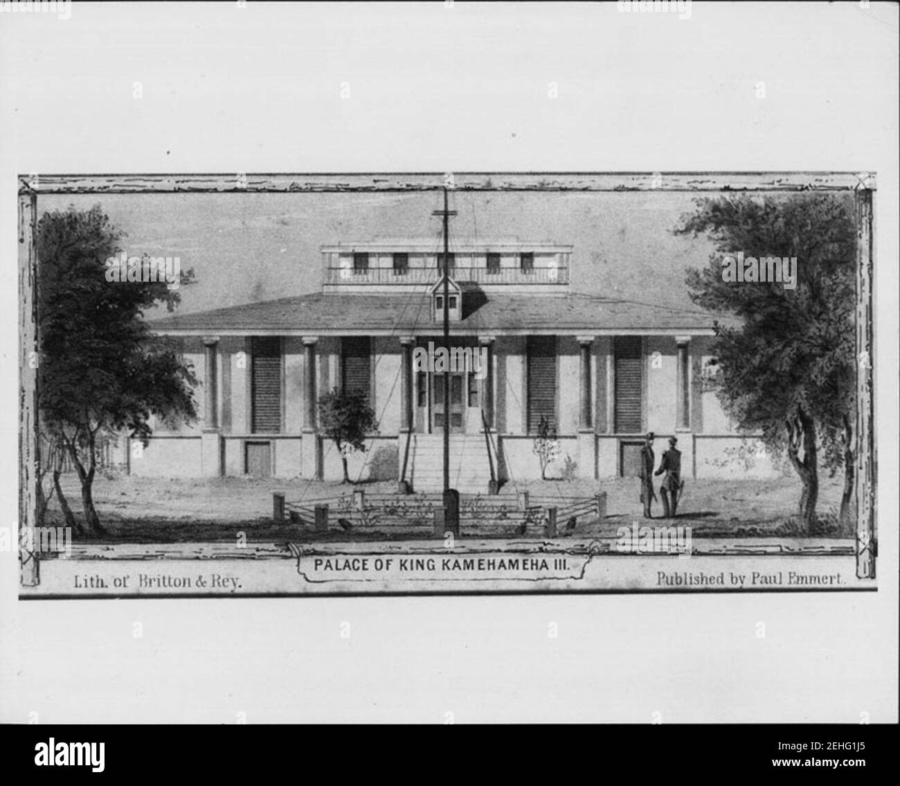 Palast von König Kamehameha III, vom Hafen Stockfoto