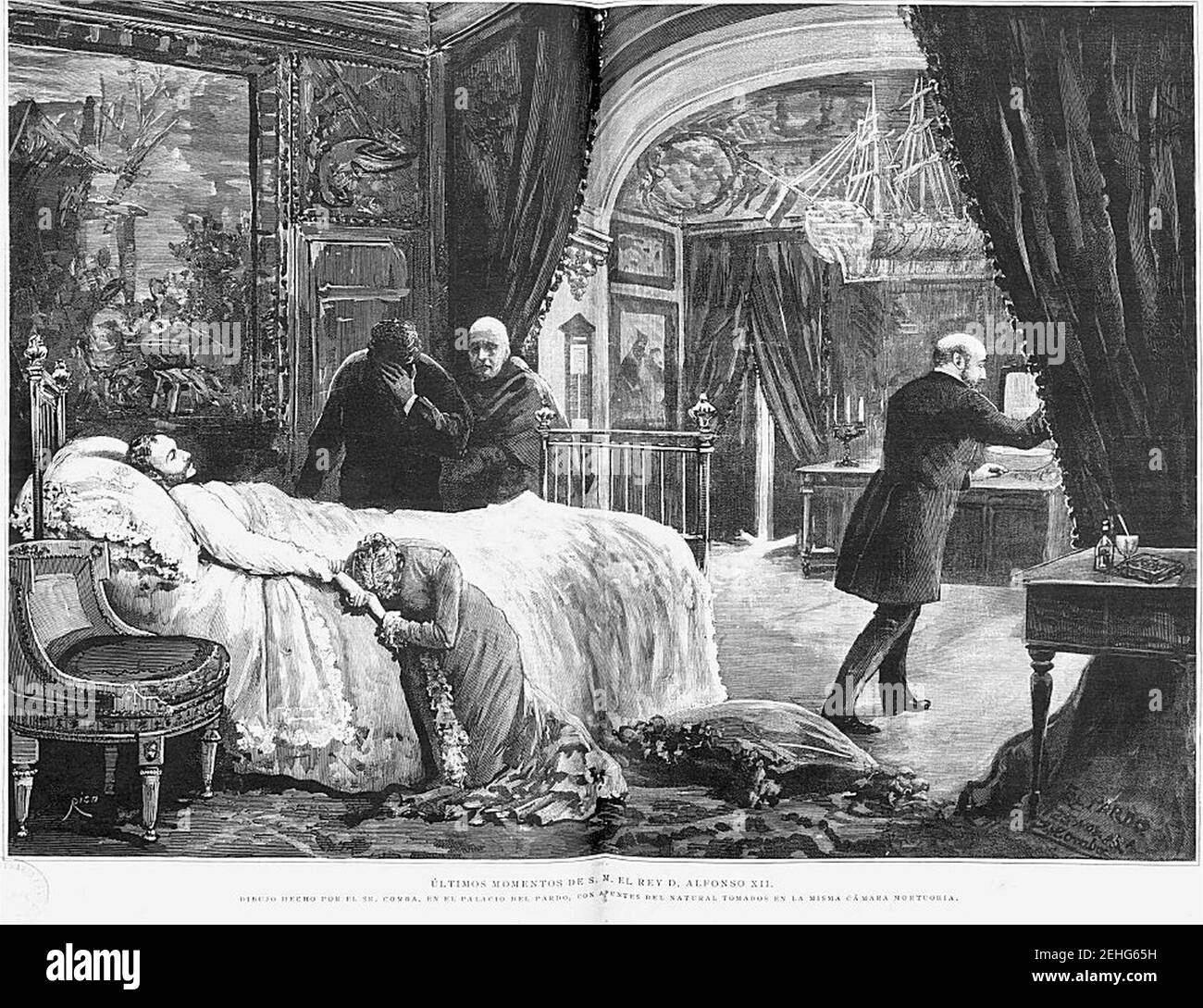 Palacio-del-Pardo-1885-Juan-Comba-muerte-Alfonso-XII Stockfoto
