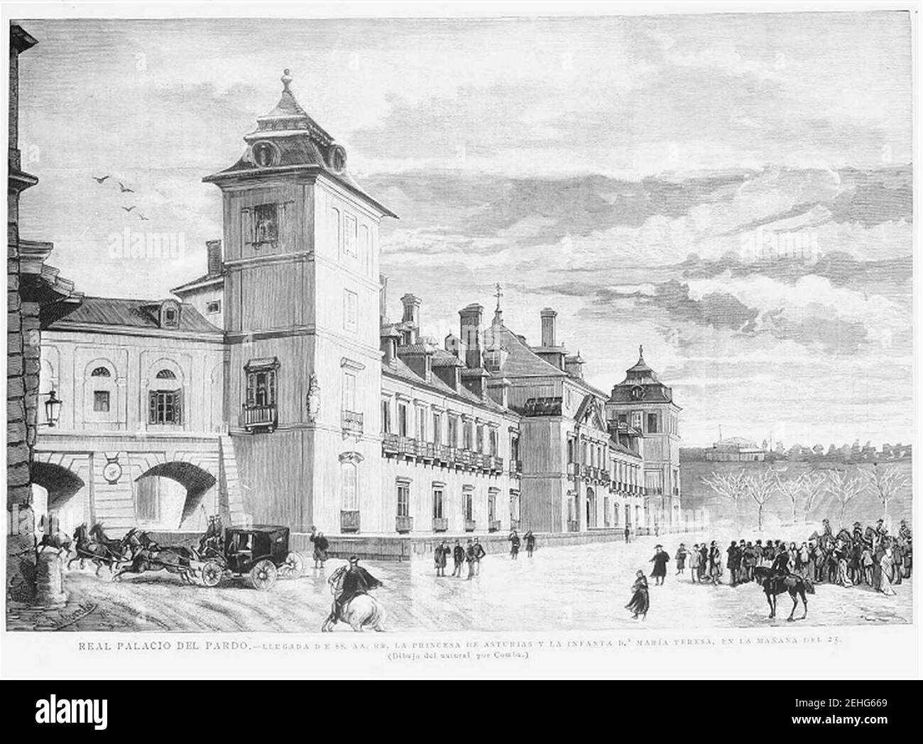 Palacio-del-Pardo-1885-Juan-Comba. Stockfoto