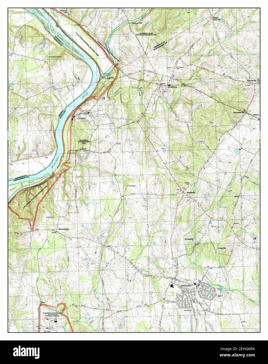 Poolesville, Maryland, Karte 1988, 1:24000, Vereinigte Staaten von Amerika von Timeless Maps, Daten U.S. Geological Survey Stockfoto