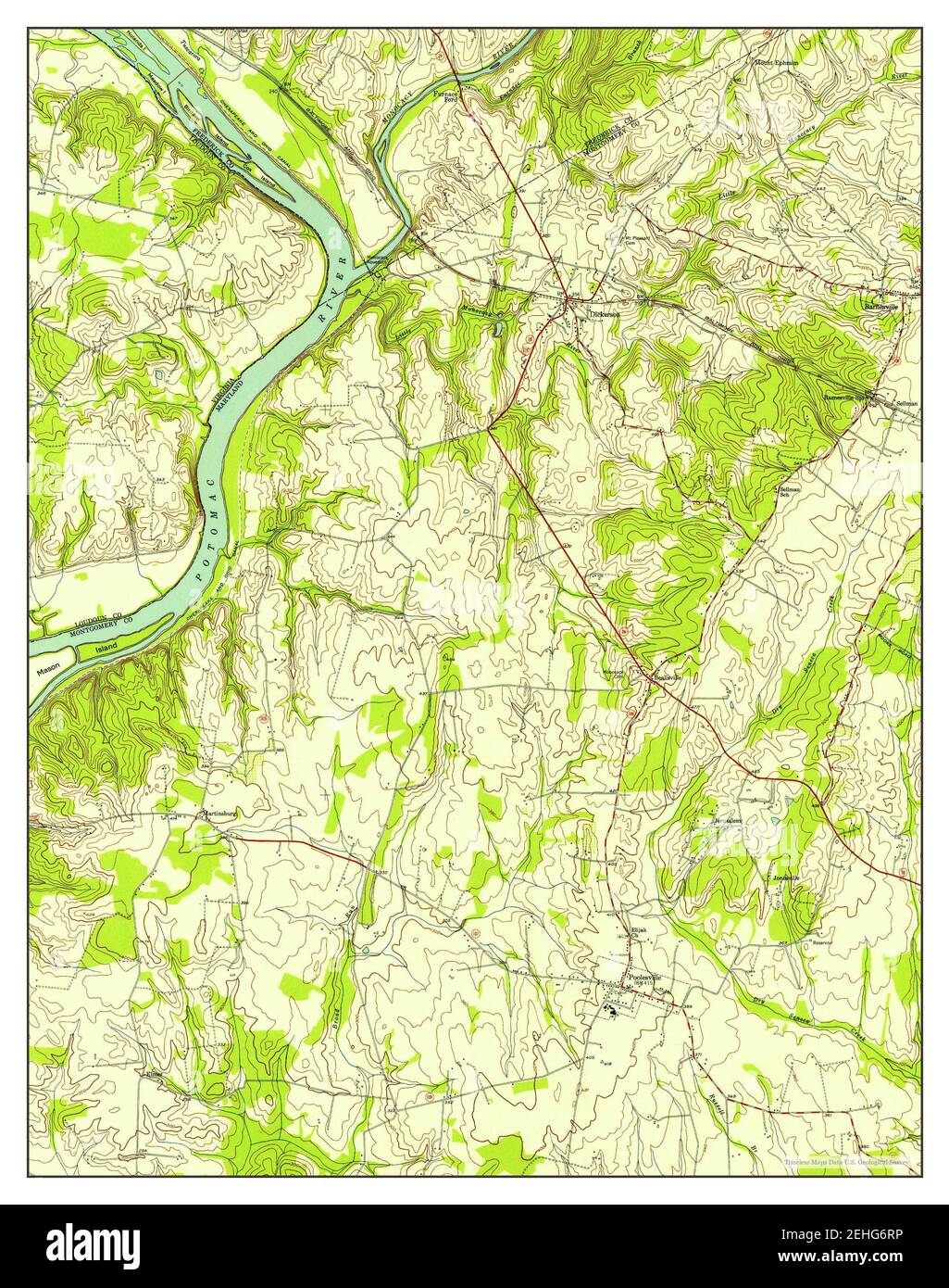 Poolesville, Maryland, Karte 1952, 1:24000, Vereinigte Staaten von Amerika von Timeless Maps, Daten U.S. Geological Survey Stockfoto