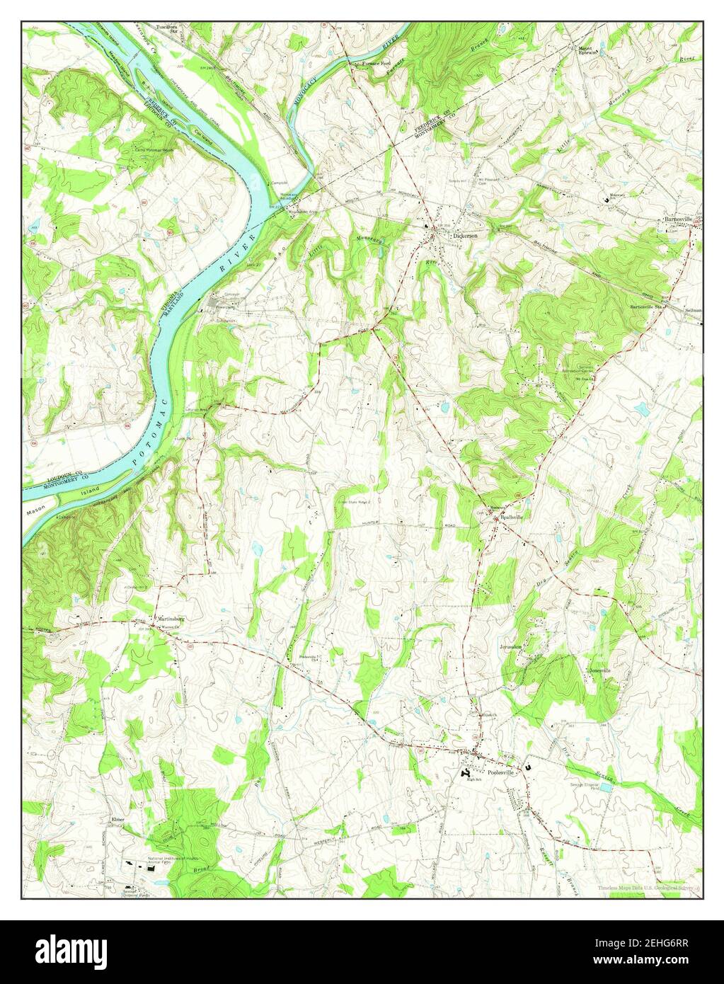Poolesville, Maryland, Karte 1970, 1:24000, Vereinigte Staaten von Amerika von Timeless Maps, Daten U.S. Geological Survey Stockfoto