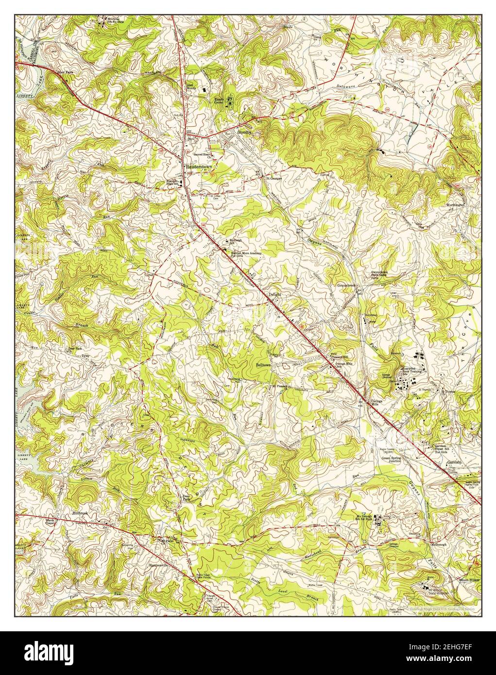 Reisterstown, Maryland, Karte 1953, 1:24000, Vereinigte Staaten von Amerika von Timeless Maps, Daten U.S. Geological Survey Stockfoto