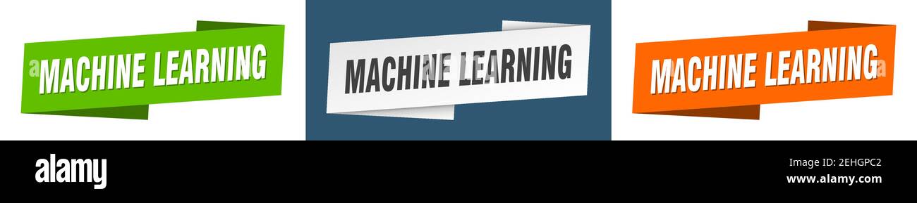 Machine Learning Band Label-Zeichensatz. Machine Learning Banner Stock Vektor