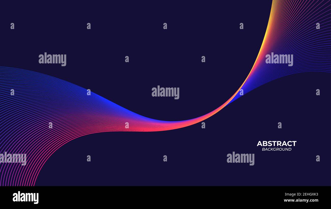 Abstrakter Technologiehintergrund. Vektor-Illustration von leuchtenden neonfarbenen dynamischen Welle über blauen Hintergrund für Ihr Design Stock Vektor