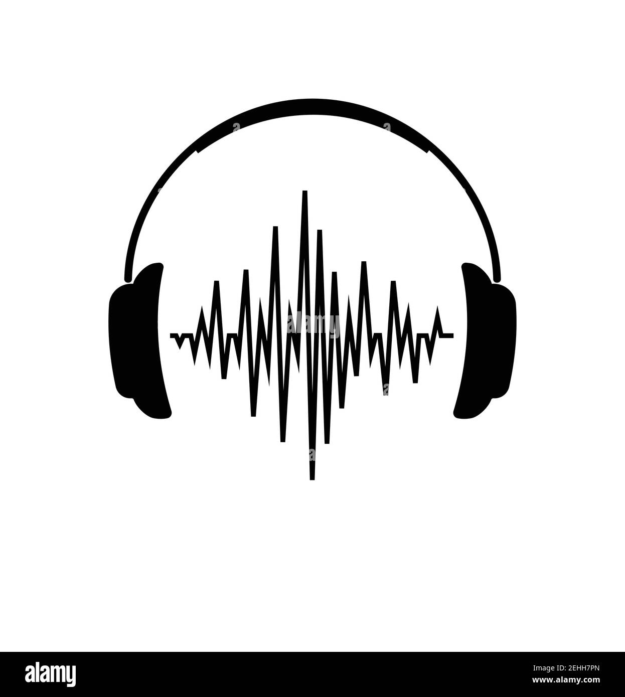 Kopfhörer-Symbol Mit Sound Wave Beats Kopfhörer-Symbol Mit Sound Winken Stock Vektor