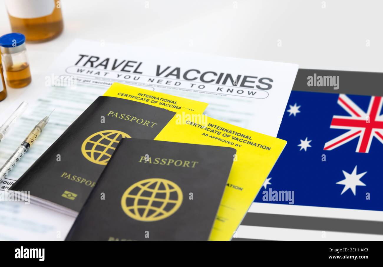 Holen Sie sich vor der Reise einen internationalen Impfpass Stockfoto