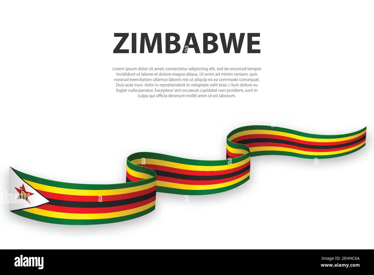 Winkende Band oder Banner mit Fahne von Simbabwe. Für Independence day Poster Design Template Stock Vektor