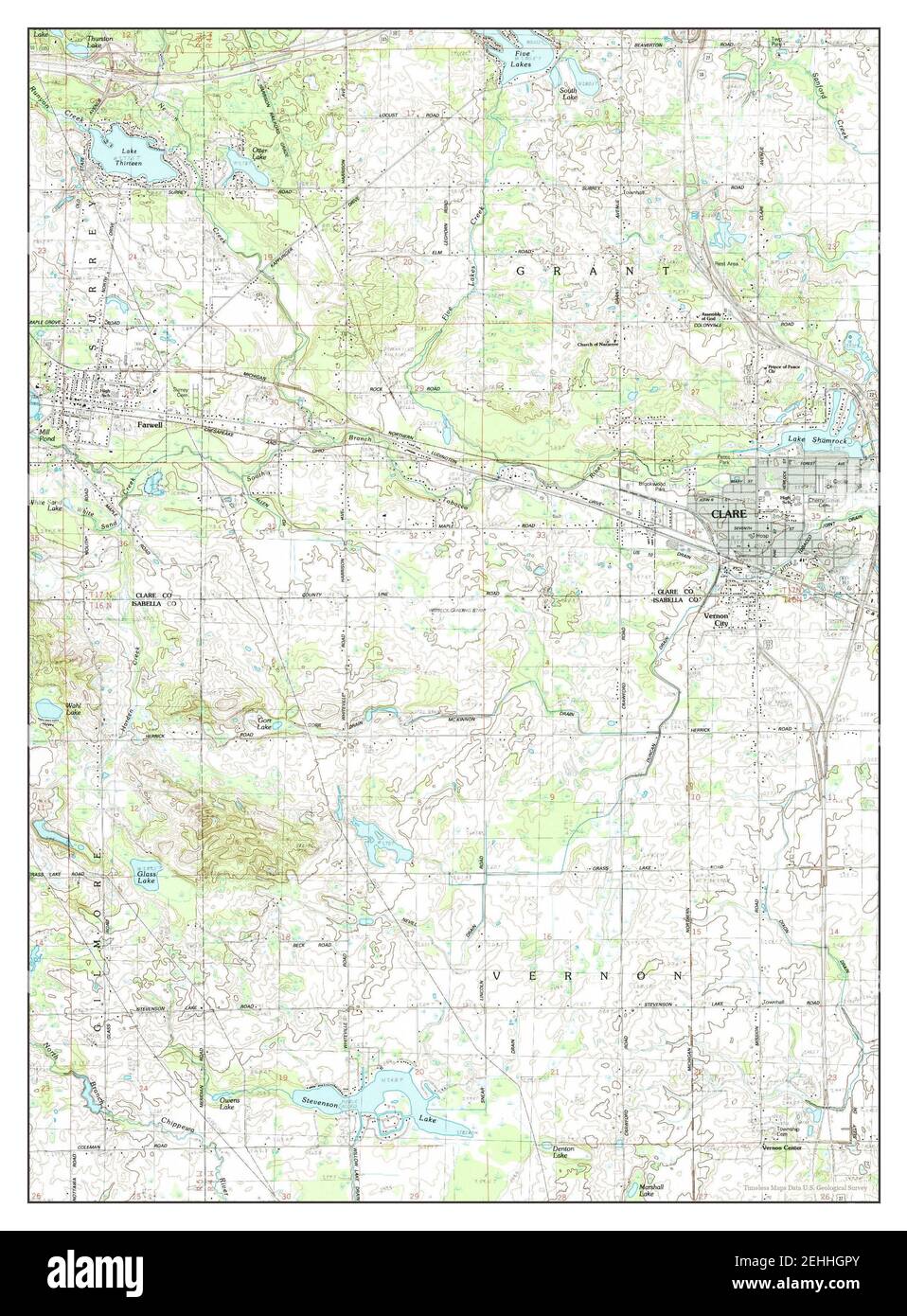 Clare, Michigan, Karte 1983, 1:25000, Vereinigte Staaten von Amerika von Timeless Maps, Daten U.S. Geological Survey Stockfoto