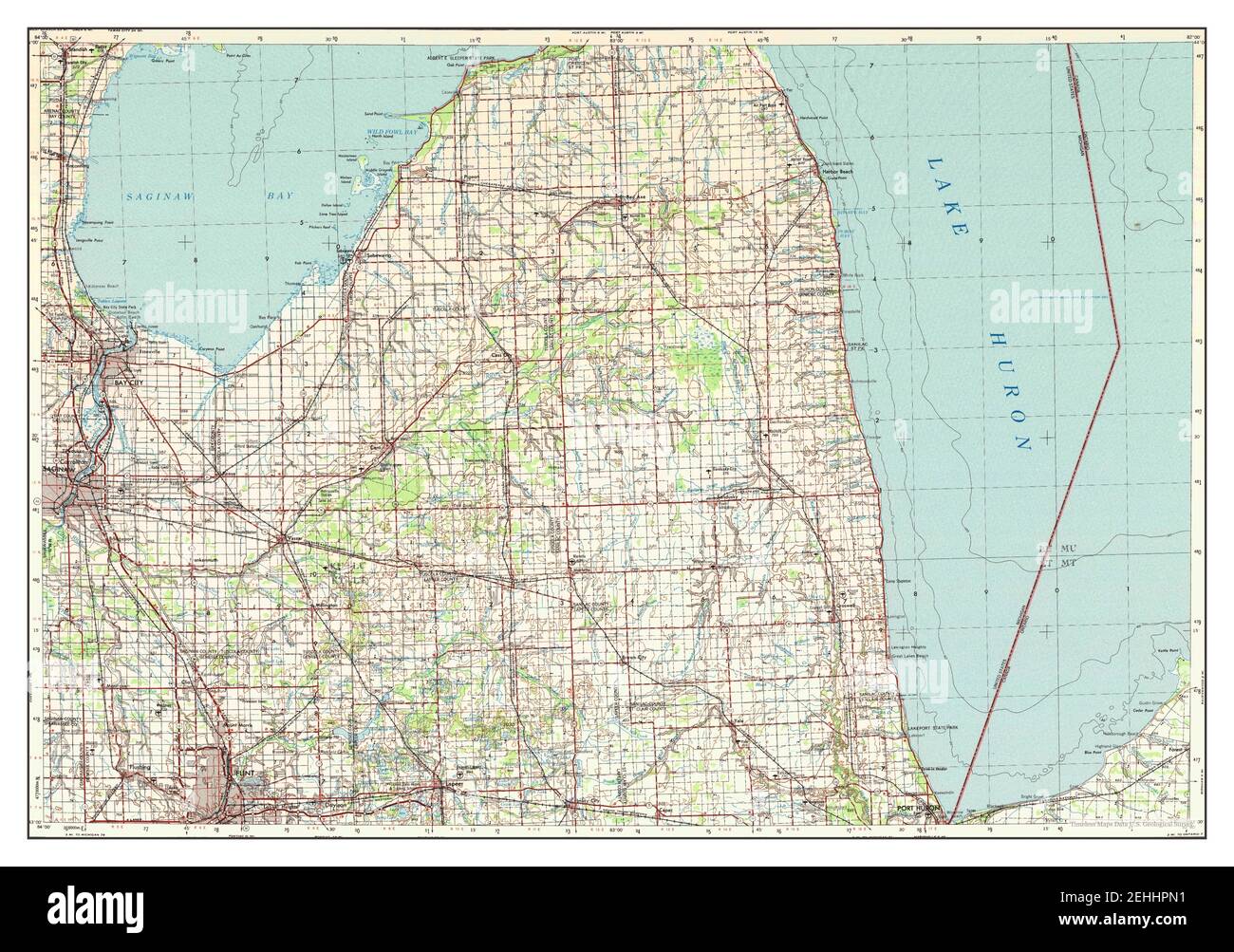 Flint, Michigan, Karte 1954, 1:250000, Vereinigte Staaten von Amerika von Timeless Maps, Daten U.S. Geological Survey Stockfoto