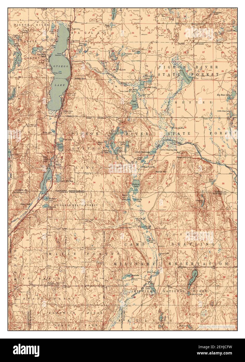 Otsego Lake, Michigan, Karte 1949, 1:62500, Vereinigte Staaten von Amerika von Timeless Maps, Daten U.S. Geological Survey Stockfoto