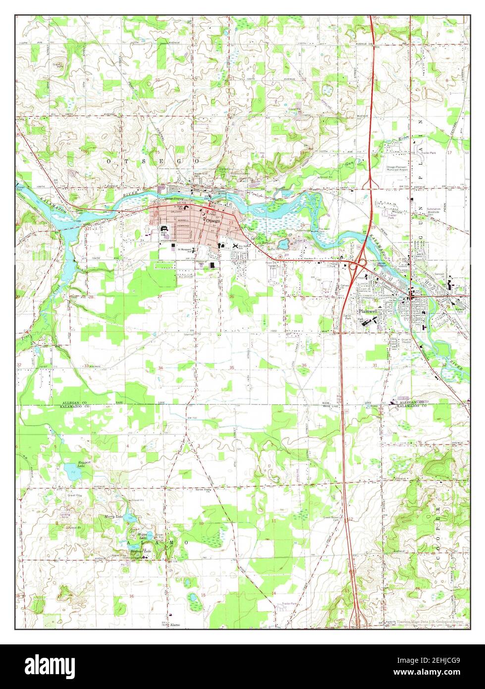 Otsego, Michigan, Karte 1967, 1:24000, Vereinigte Staaten von Amerika von Timeless Maps, Daten U.S. Geological Survey Stockfoto