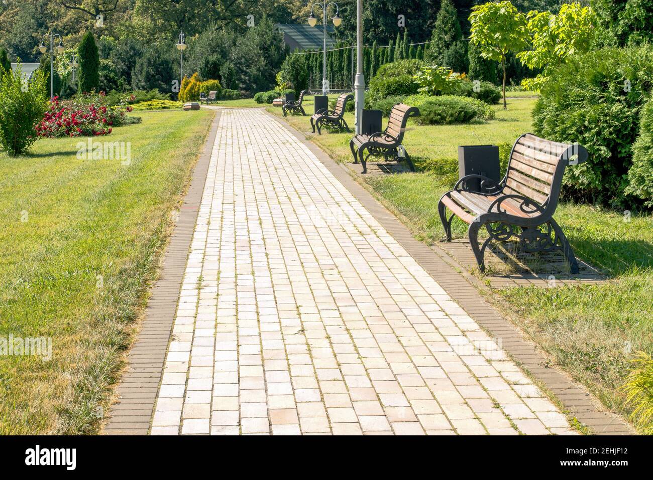 Fragment des Feofanija Parks in Kiew. Dies ist ein entzückender Ort, Schönheit und Ruhe herrschen herum. Stockfoto