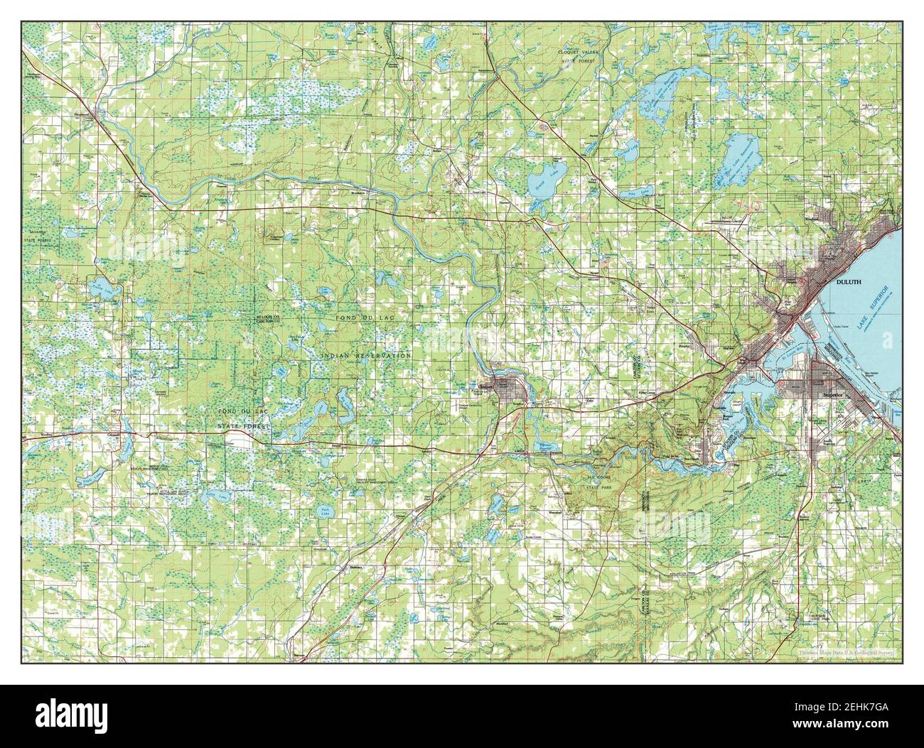 Duluth, Minnesota, Karte 1980, 1:100000, Vereinigte Staaten von Amerika von Timeless Maps, Daten U.S. Geological Survey Stockfoto