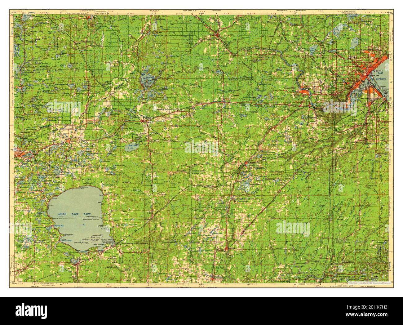 Duluth, Minnesota, Karte 1958, 1:250000, Vereinigte Staaten von Amerika von Timeless Maps, Daten U.S. Geological Survey Stockfoto