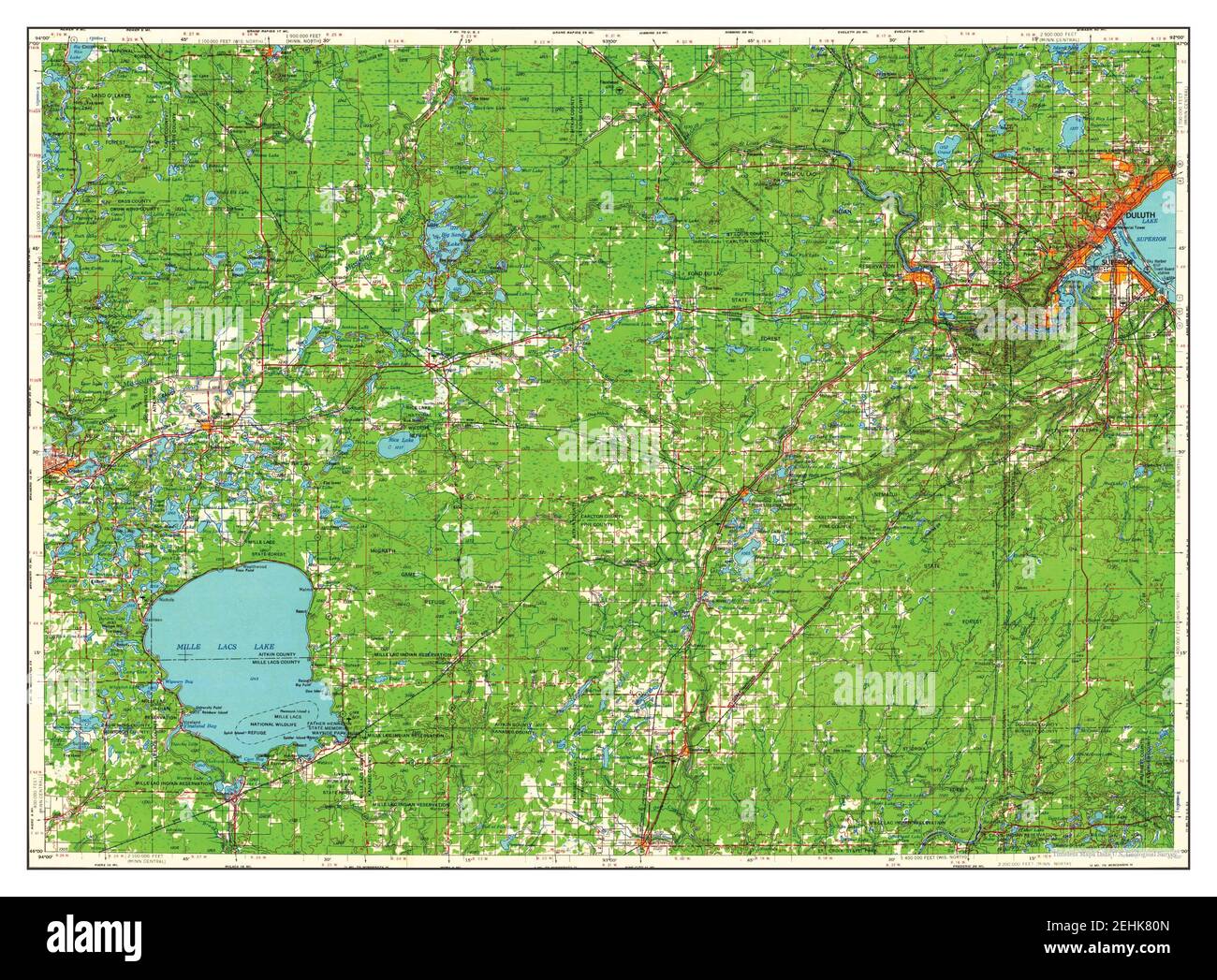 Duluth, Minnesota, Karte 1953, 1:250000, Vereinigte Staaten von Amerika von Timeless Maps, Daten U.S. Geological Survey Stockfoto