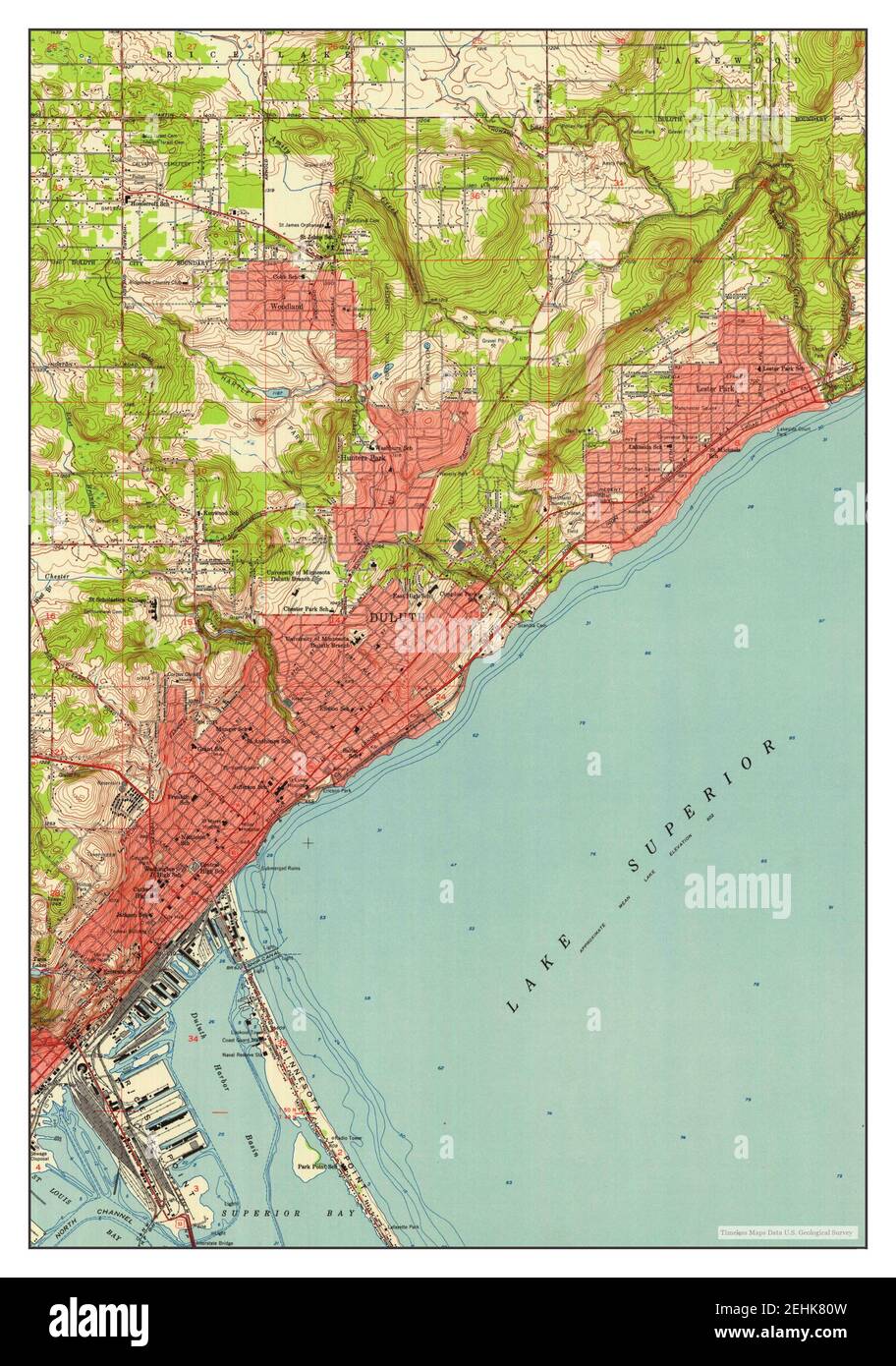 Duluth, Minnesota, Karte 1953, 1:24000, Vereinigte Staaten von Amerika von Timeless Maps, Daten U.S. Geological Survey Stockfoto