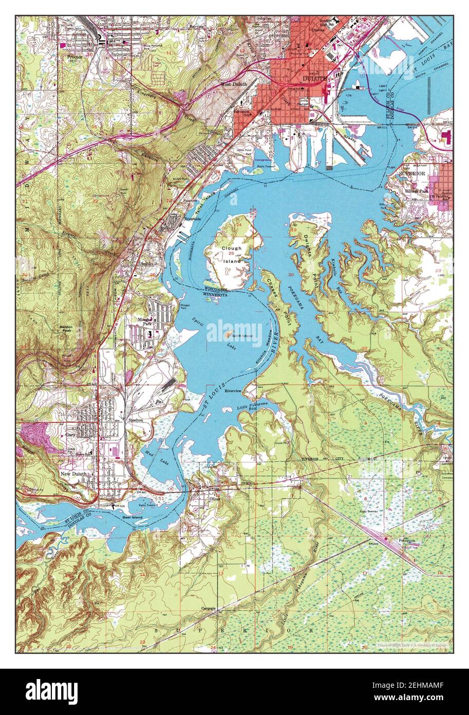 West Duluth, Minnesota, Karte 1954, 1:24000, Vereinigte Staaten von Amerika von Timeless Maps, Daten U.S. Geological Survey Stockfoto