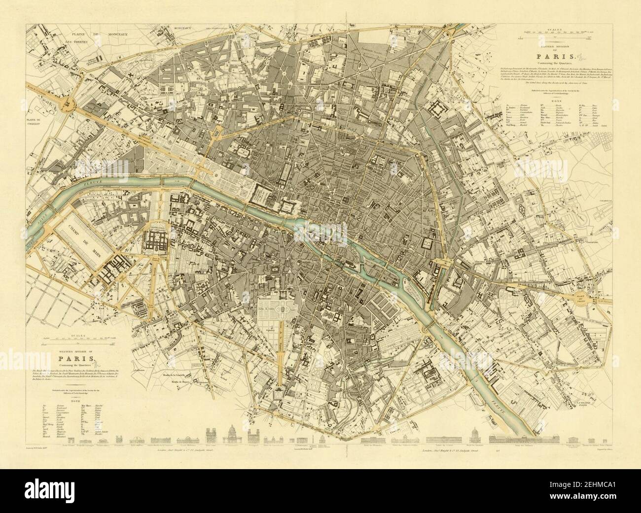 Paris mit Quartiern von SDUK, 1840 - UWM Libraries. Stockfoto