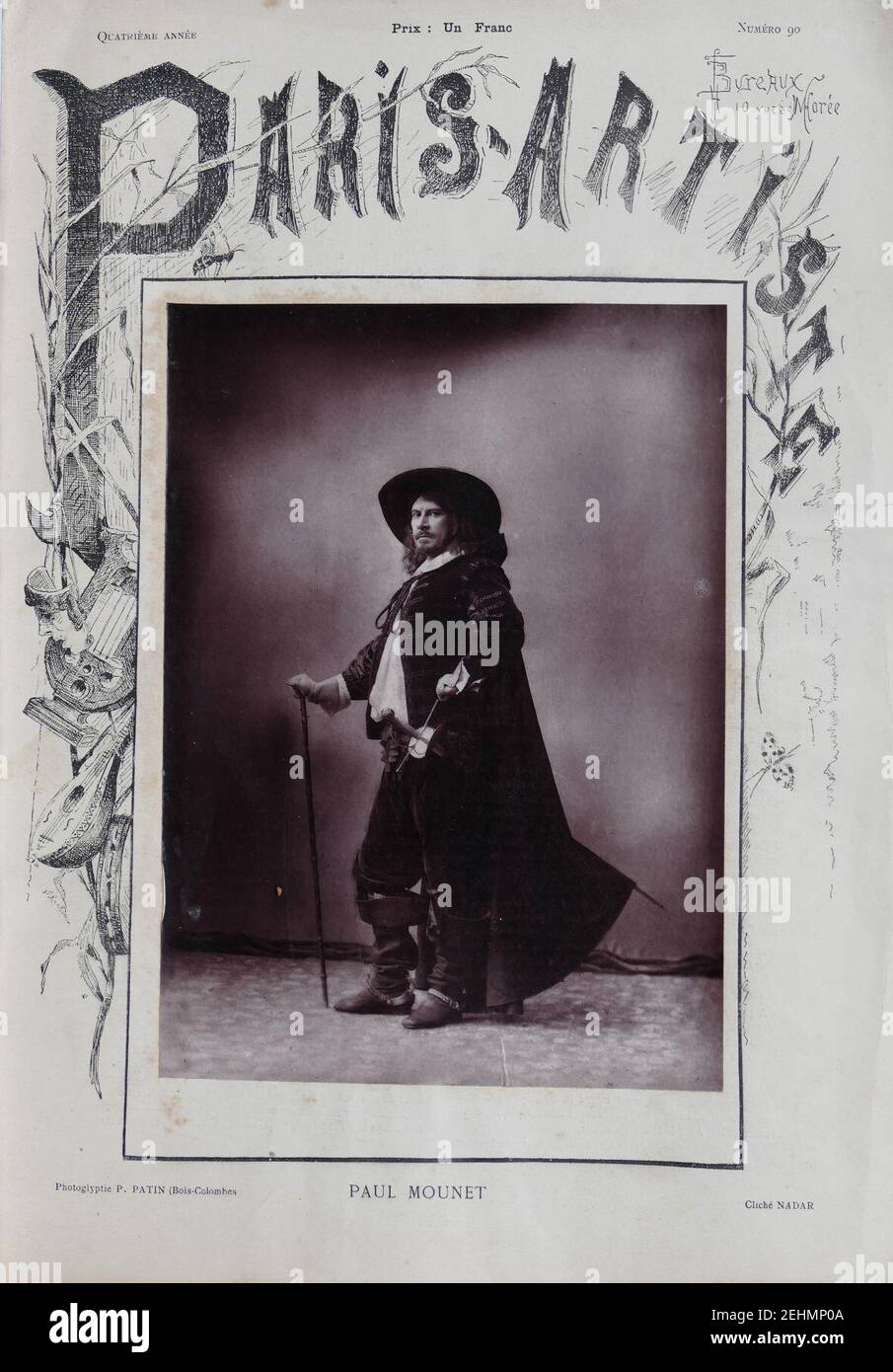 Paris-Artiste N 90 1883 Paul Mounet. Stockfoto