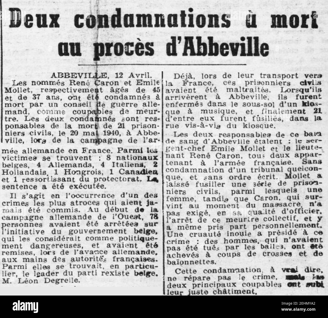 Paris-Soir Sprint 13 April 1942 (Nr. 609). Stockfoto