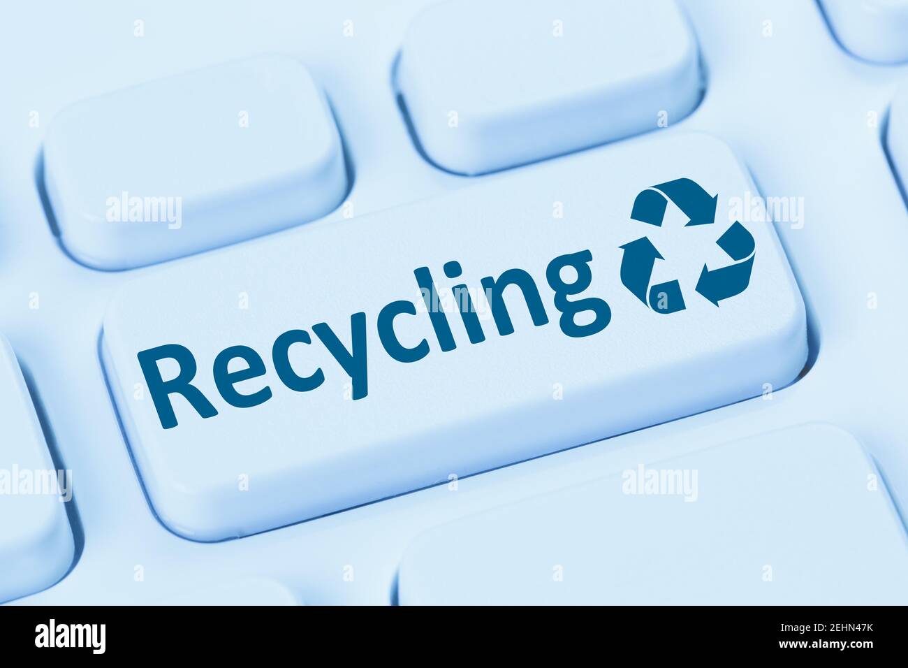 Recycling-Taste recyceln Abfall Müll natürliche Erhaltung blau Symbol Computer Tastatur Stockfoto