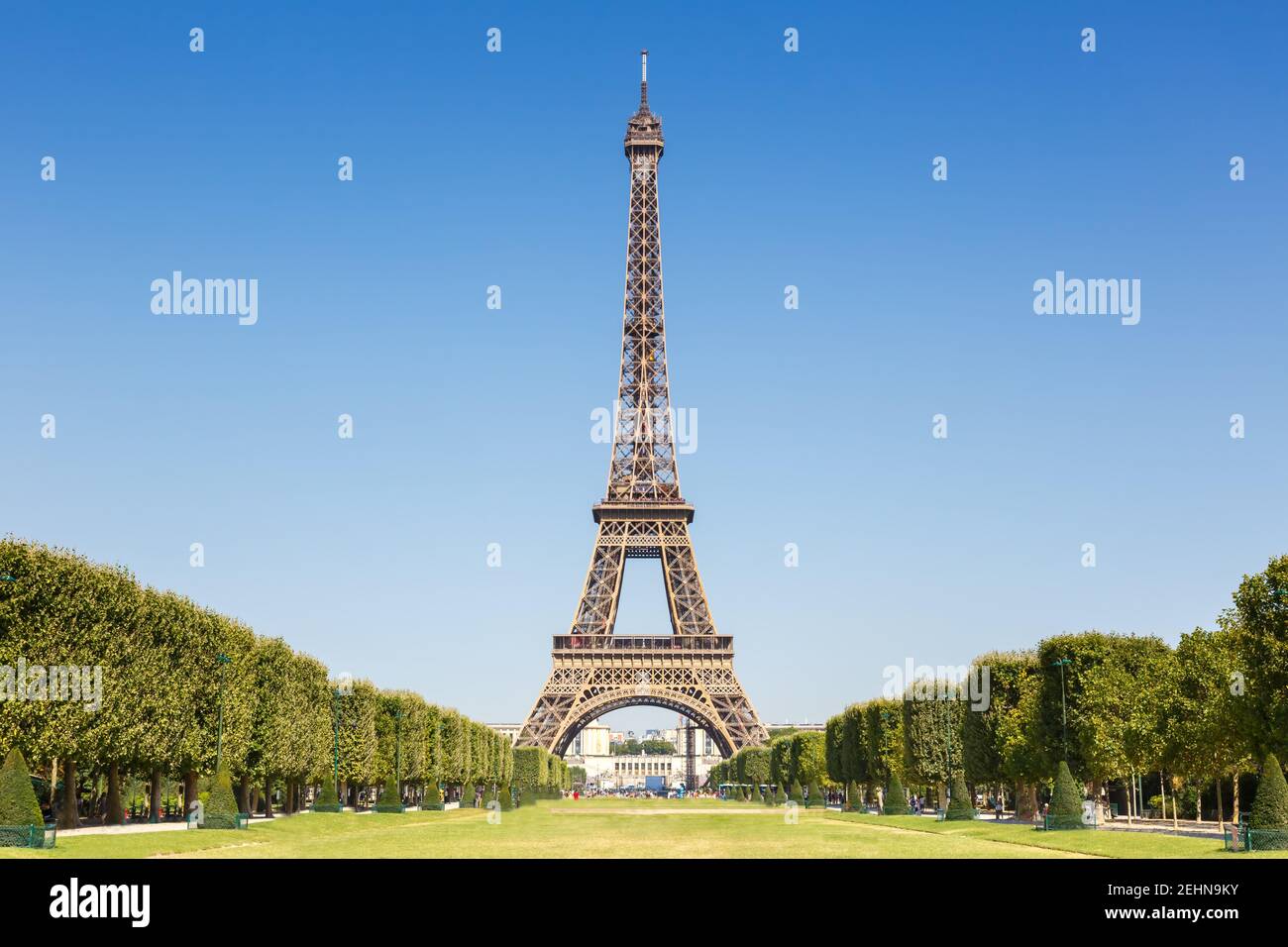 Eiffelturm Paris Frankreich Copyspace kopieren Raumfahrt Wahrzeichen Reisen Stockfoto