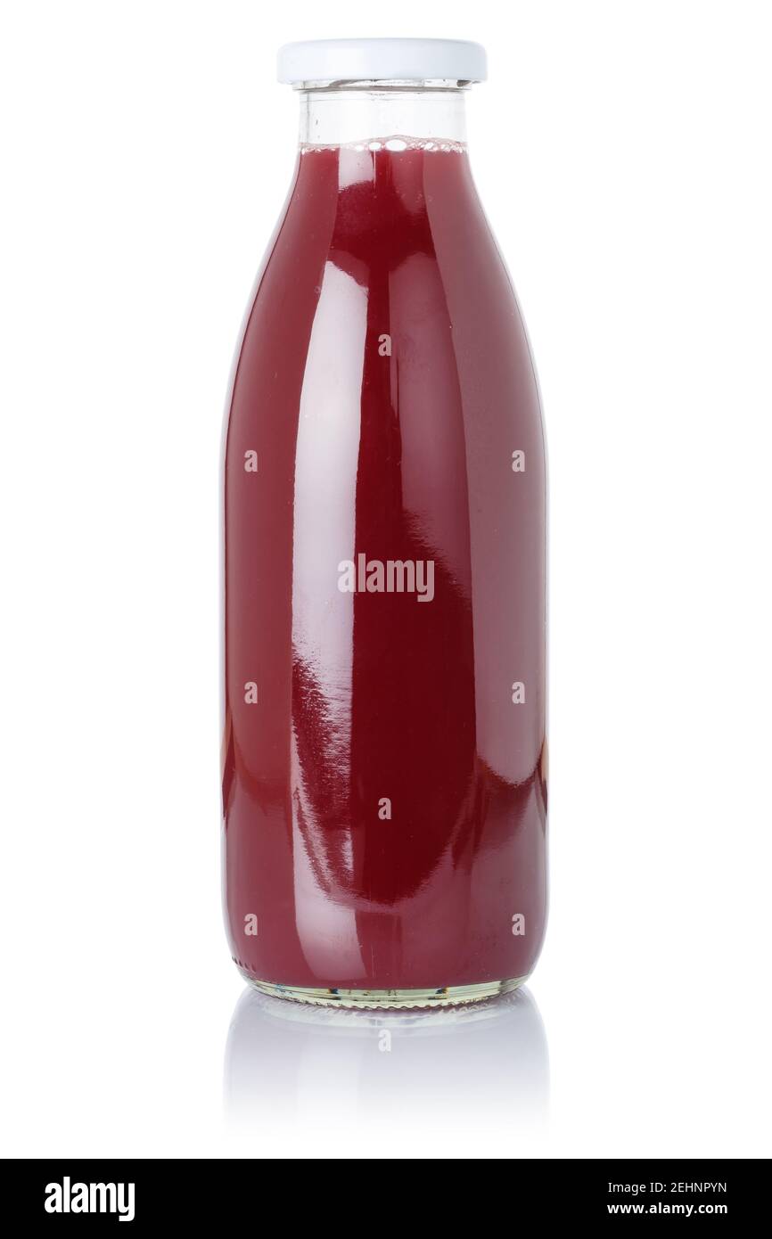 Berry Smoothie Fruchtsaft Trinken Sie wilde Beeren in einer Flasche Isoliert auf weißem Hintergrund Stockfoto