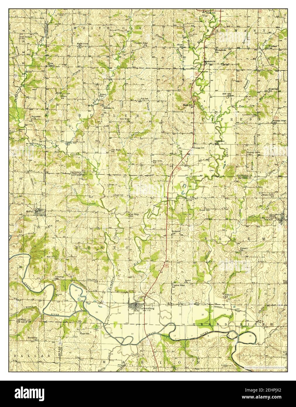 Mappa di pattonsburg, missouri Fotos und Bildmaterial in hoher