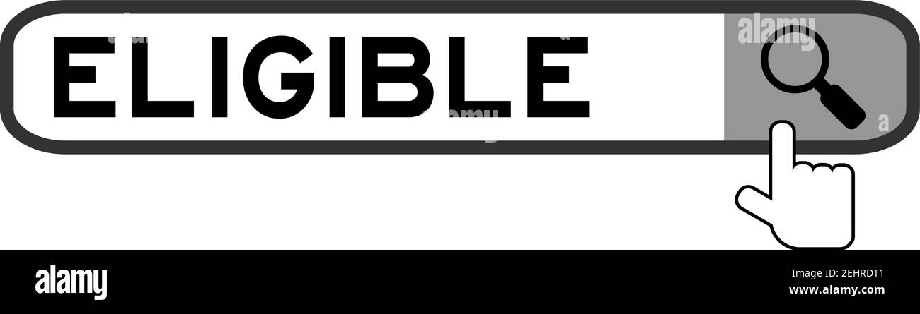 Hand Symbol über Lupe zu finden Wort in der Suche geeignet Banner auf weißem Hintergrund Stock Vektor