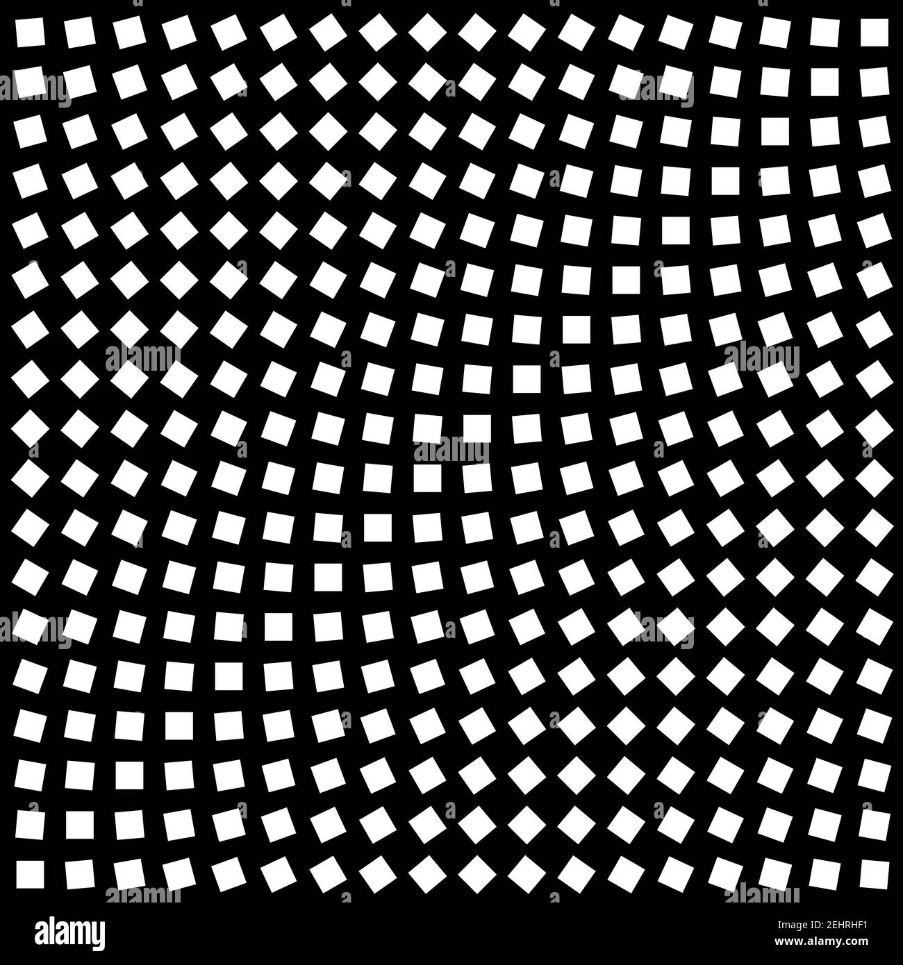 Schwarz-weiße Quadrate im optischen Illusionsgitter, 2D Abbildung Stockfoto