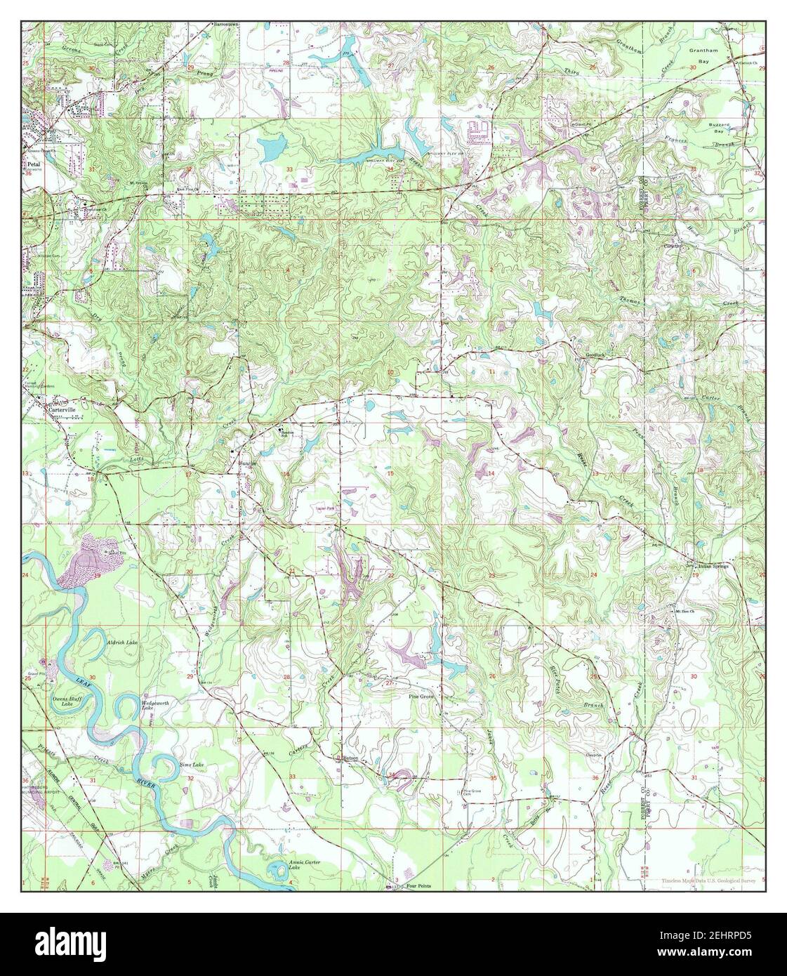 Carterville, Mississippi, Karte 1964, 1:24000, Vereinigte Staaten von Amerika von Timeless Maps, Daten U.S. Geological Survey Stockfoto
