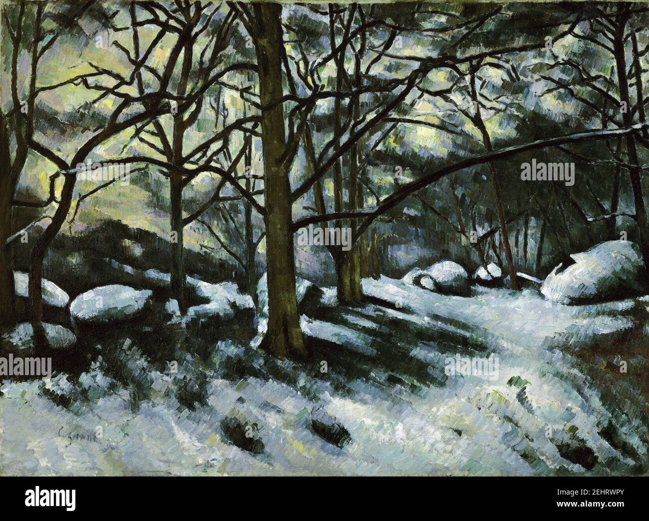 Paul Cézanne - Neige fondante à Fontainebleau - MoMA. Stockfoto