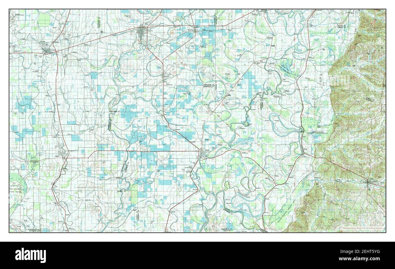 Indianola, Mississippi, Karte 1994, 1:100000, Vereinigte Staaten von Amerika von Timeless Maps, Daten U.S. Geological Survey Stockfoto