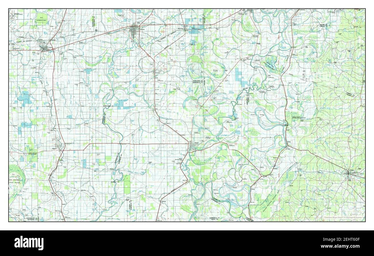 Indianola, Mississippi, Karte 1984, 1:100000, Vereinigte Staaten von Amerika von Timeless Maps, Daten U.S. Geological Survey Stockfoto