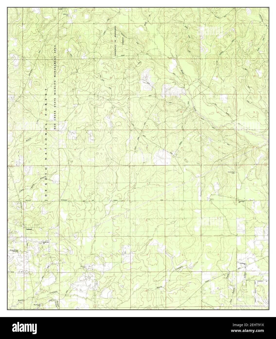 Latimer, Mississippi, Karte 1982, 1:24000, Vereinigte Staaten von Amerika von Timeless Maps, Daten U.S. Geological Survey Stockfoto