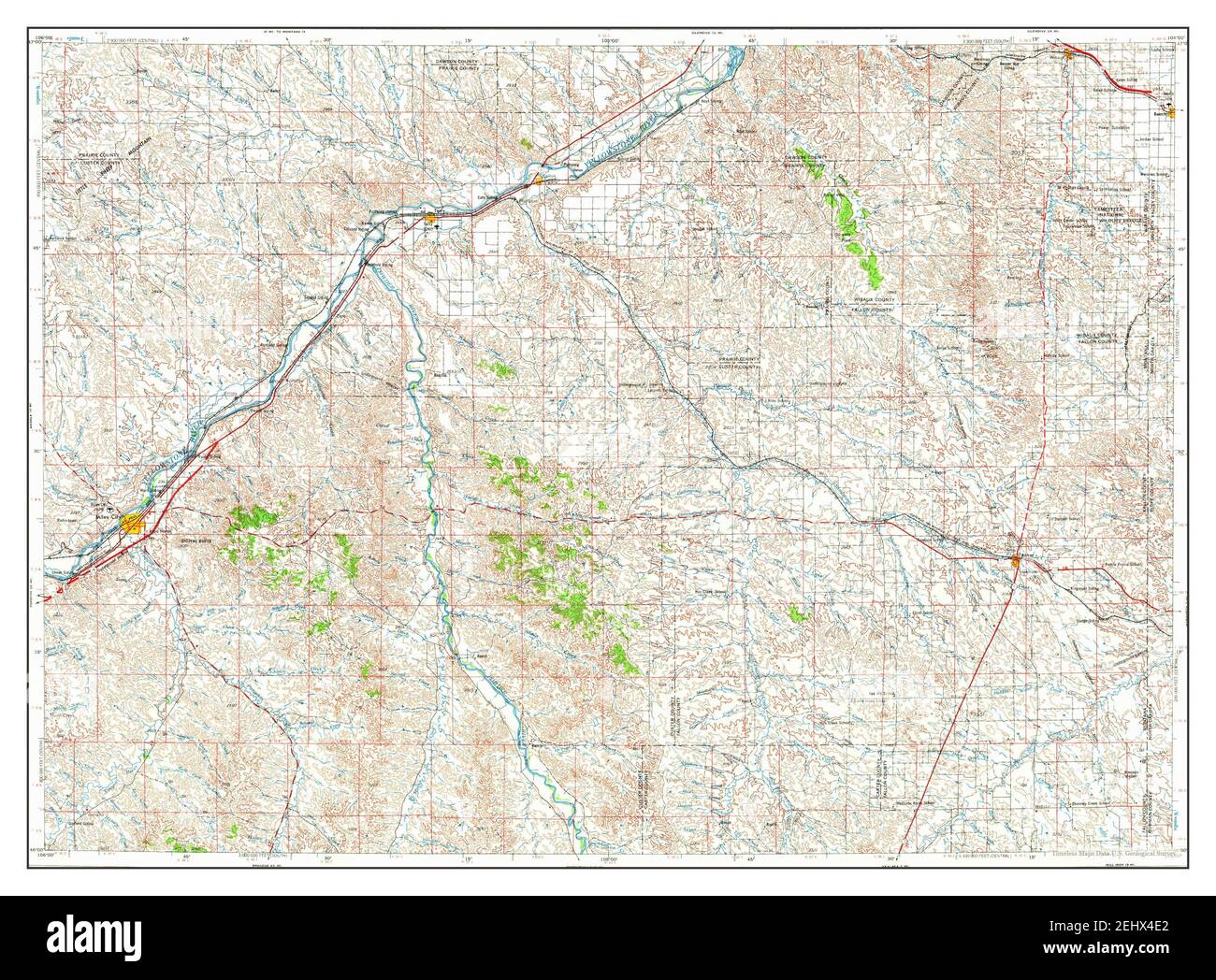 Miles City, Montana, Karte 1953, 1:250000, Vereinigte Staaten von Amerika von Timeless Maps, Daten U.S. Geological Survey Stockfoto