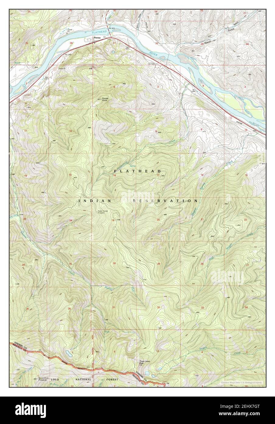 Perma, Montana, Karte 1999, 1:24000, Vereinigte Staaten von Amerika von Timeless Maps, Daten U.S. Geological Survey Stockfoto