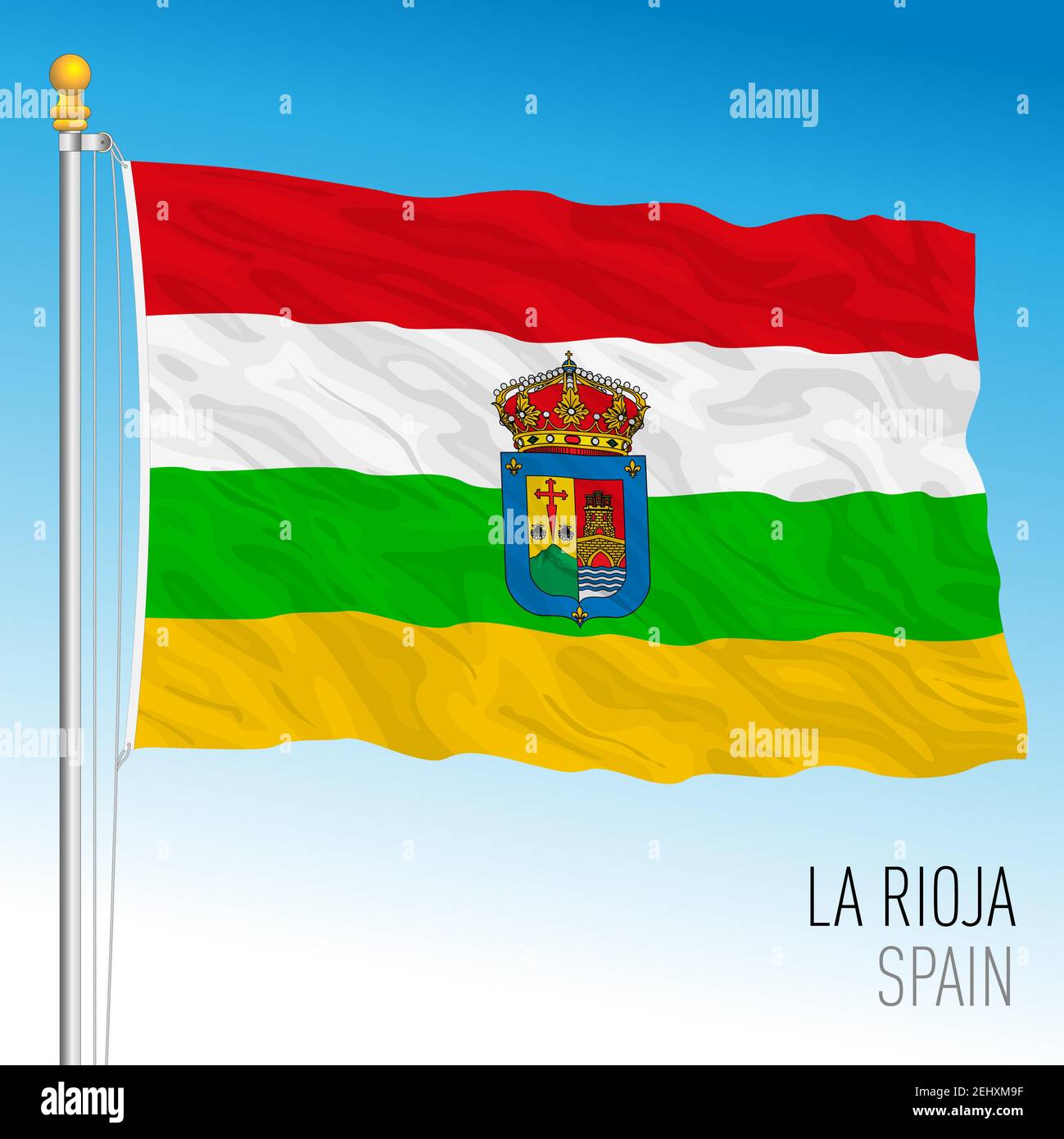 La Rioja regionale Flagge, autonome Gemeinschaft von Spanien, Europäische Union, Vektor-Illustration Stock Vektor
